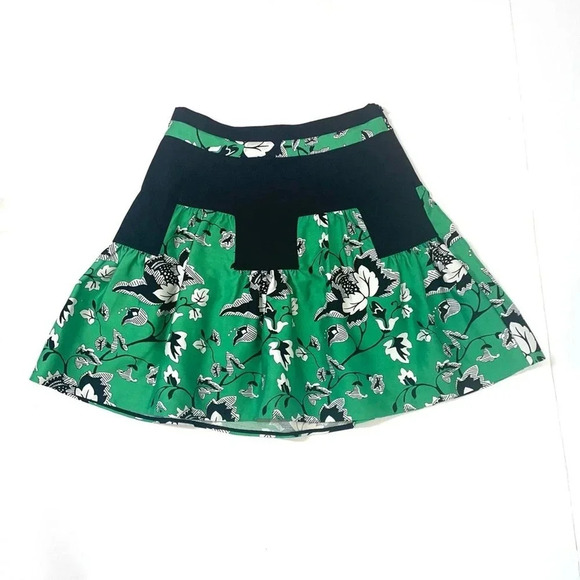 NEW Diane Von Furstenberg Claire Skirt in Simple Toile Garden Green Black Size 6 - Picture 3 of 13